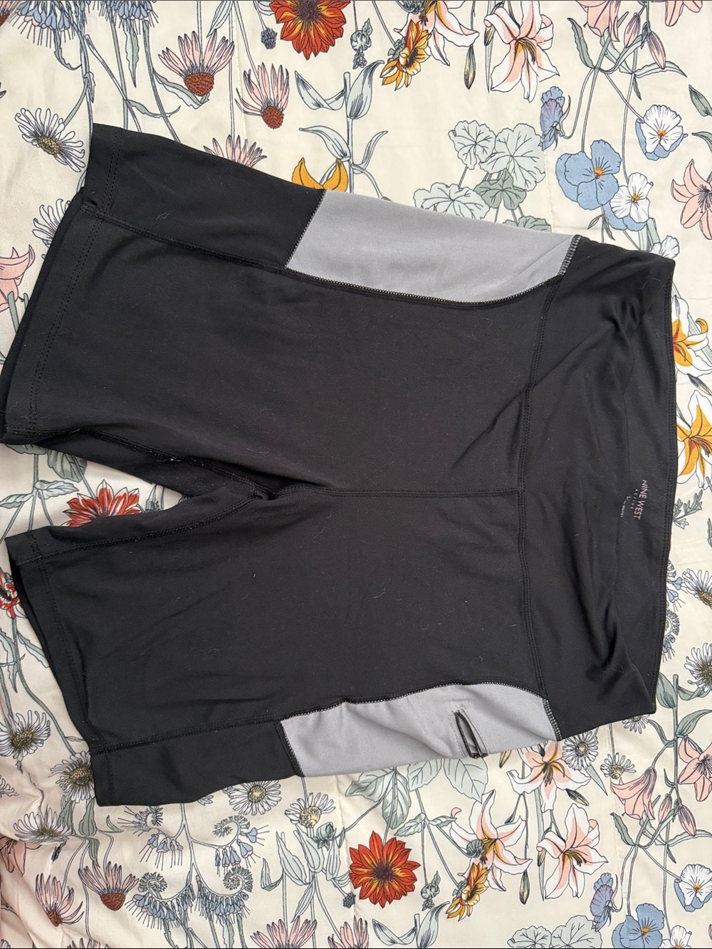 Nine West Black Bike Shorts with Gray Panels